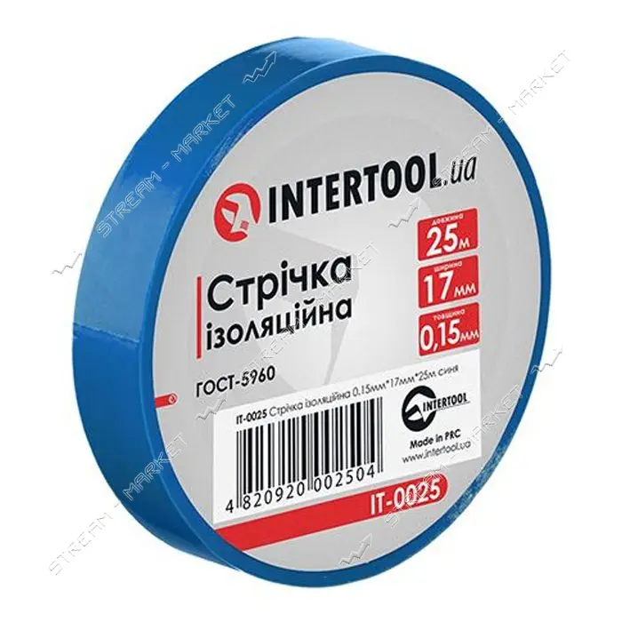 Изолента ПВХ Intertool IT-0025 17х0.15мм 25м синяя                                                  