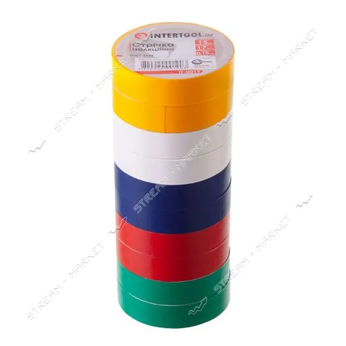 Изолента ПВХ Intertool IT-0019 17х0.15мм 15м ассорти