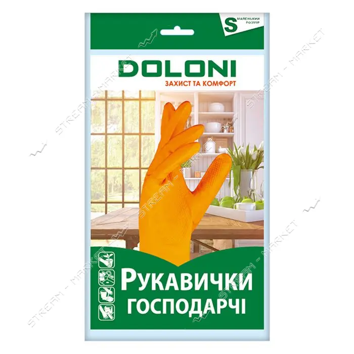 Перчатки DOLONI арт 4544 универсальные хозяйственные латексные размер S                             