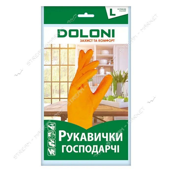 Перчатки DOLONI арт 4546 универсальные хозяйственные латексные разм 9 L