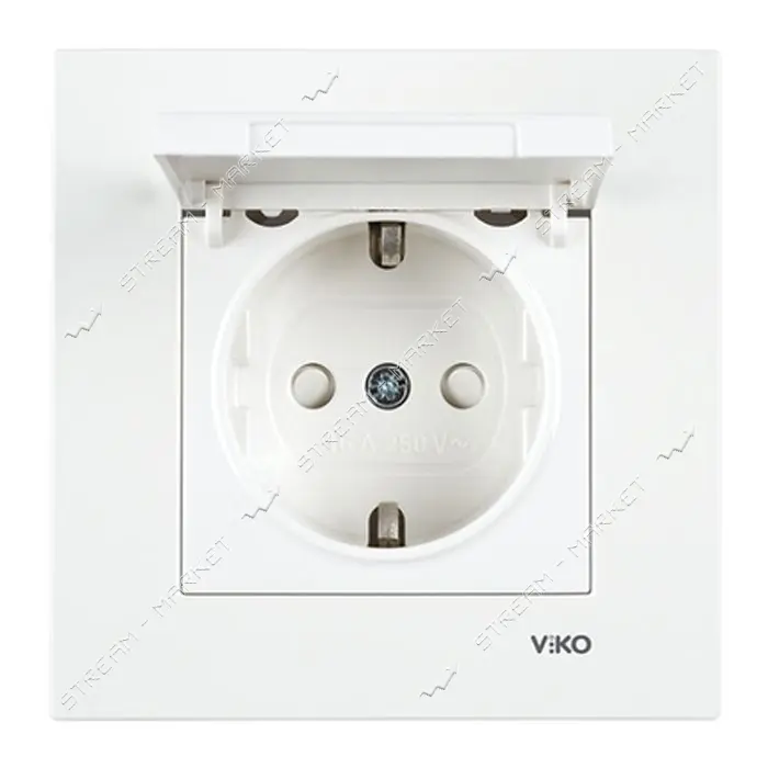 Розетка Viko Karre 0012 с заземлением и крышкой белая