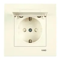 Розетка Viko Karre 0112 із заземленням і кришкою крем                                               