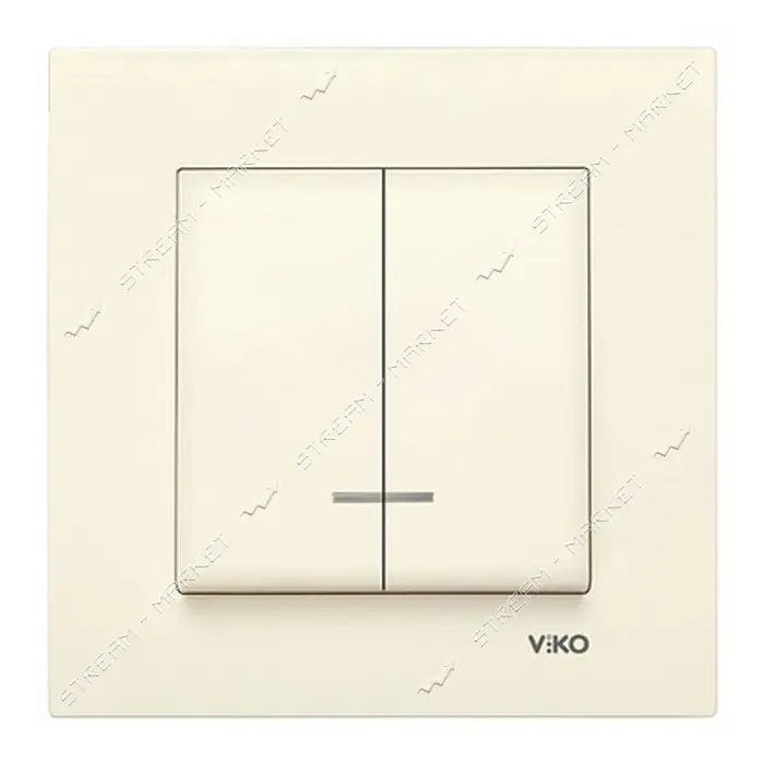 Выключатель двухклавишный Viko Karre 0150 с подсветкой крем