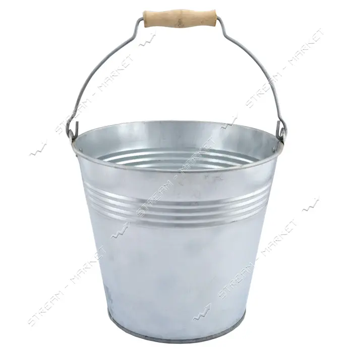 Ведро оцинкованное Метид 7 л одношовное с деревянной ручкой                                         