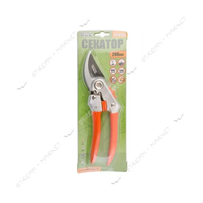 Секатор садовый Master-Tool 14-6123 ручки AL плюс PVC тефлоновое лезвие SK5 200мм