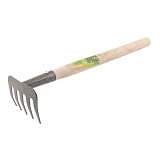 Грабли садовые Mastertool 14-6196 с удлиненной деревянной ручкой 5 зубов 375x95мм                   