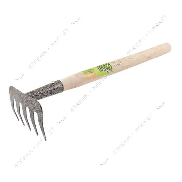 Грабли садовые Mastertool 14-6196 с удлиненной деревянной ручкой 5 зубов 375x95мм                   