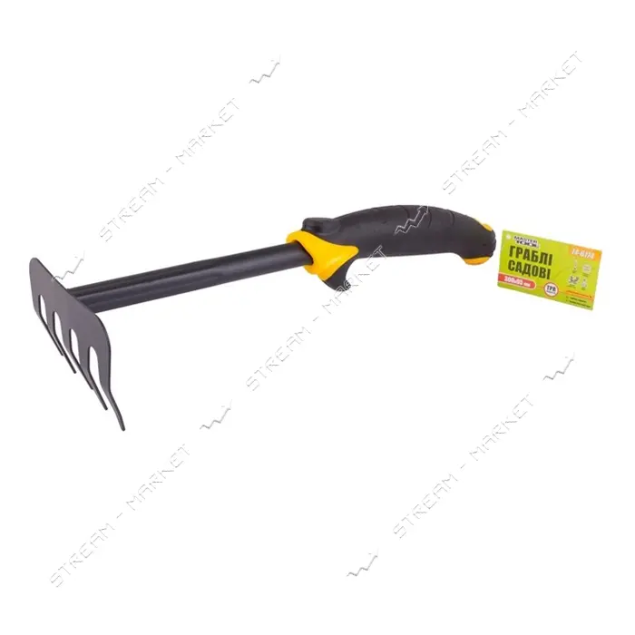 Грабли садовые Mastertool 14-6174 5 зубов с пластиковой ручкой и TPR покрытием 300x95мм