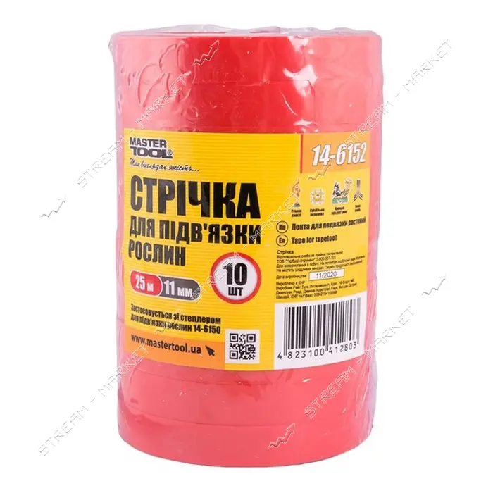 Лента для степлера для подвязки тапенера Mastertool 14-6152 25м 10шт красная