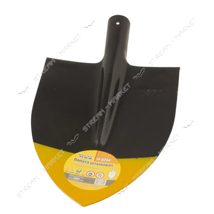 Лопата штыковая Mastertool 14-6254 черно-желтая покраска 220x300x390мм 0.9кг