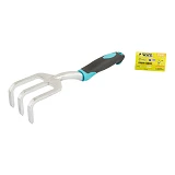 Грабли садовые Mastertool 14-6162 3 зуба алюминиевые с пластиковой ручкой и TPR покрытием 290х75мм
