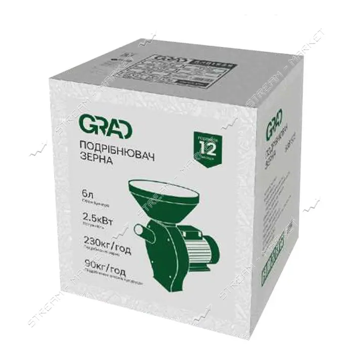 Измельчитель зерна Grad 5381525 2.5кВт до 230кг/ч зерновые початки                                  