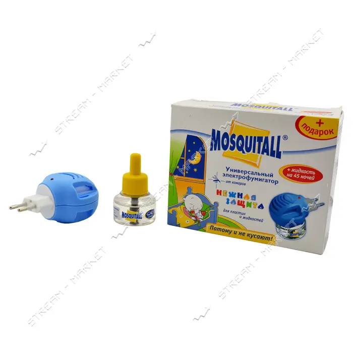 Универсальная защита жидкость плюс фумигатор от комаров Mosquitall 45 ночей