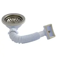 Выпуск Евро металический Extra Plast 3-1/2 для сифона с квадратным переливом