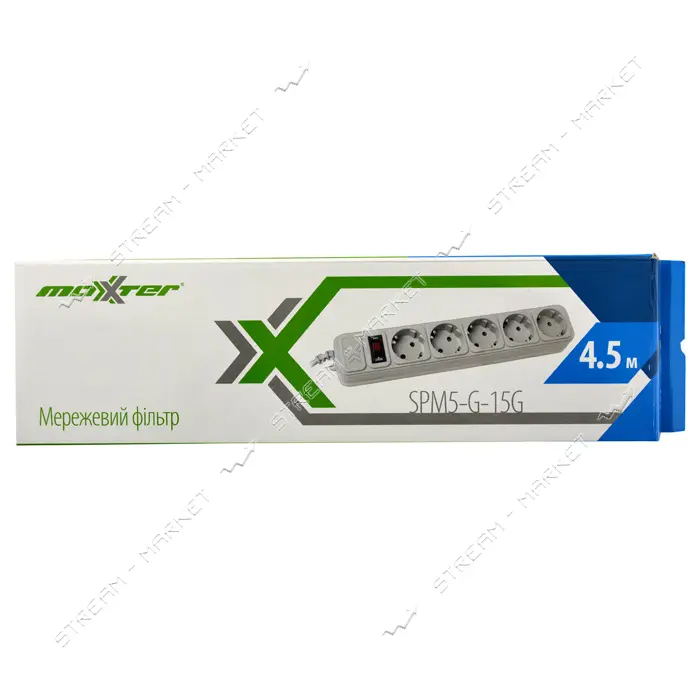 Сетевой фильтр Maxxter 5 гнезд 4.5 м                                                                