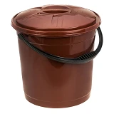 Ведро для пищевых продуктов R-Plastic пластиковое с ручкой и крышкой 10л коричневое                 
