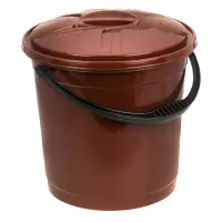 Ведро для пищевых продуктов R-Plastic пластиковое с ручкой и крышкой 10л коричневое                 
