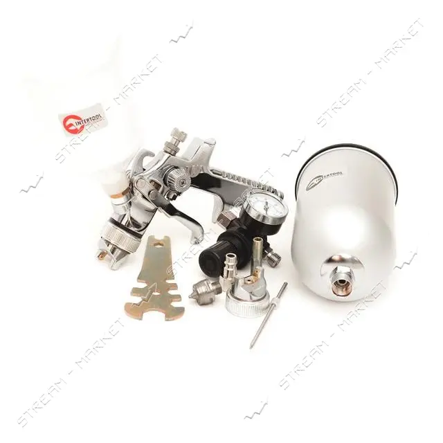 Краскораспылитель Intertool PT-1505 HVLP Steel PROF KIT 1.7мм в комплекте с доп. форсункой 1.4мм