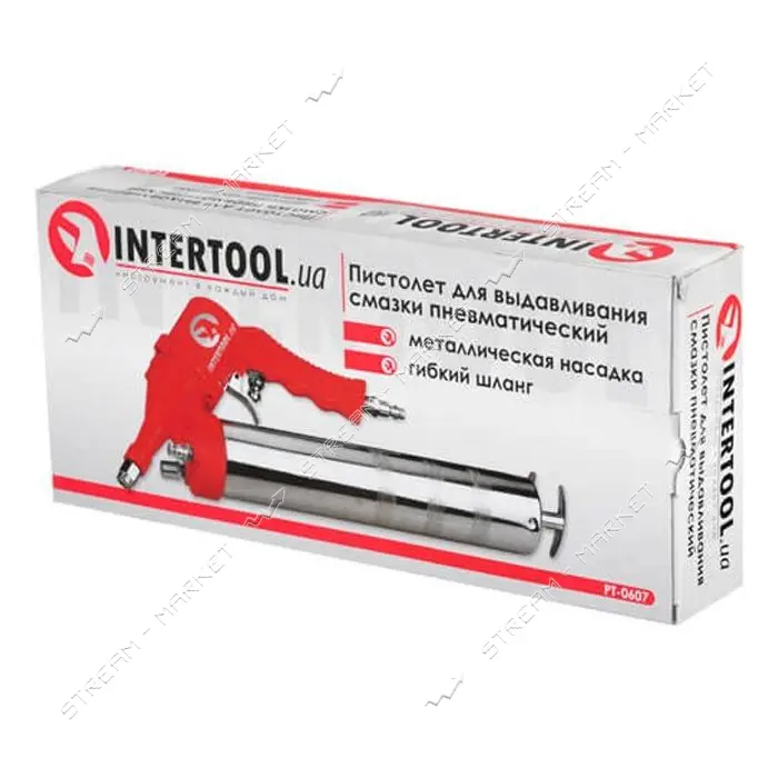 Пистолет для выдавливания смазки Intertool PT-0607 пневматический плюс две насадки                  