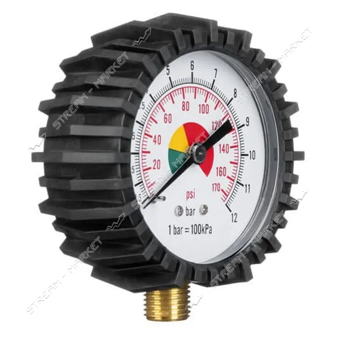 INTERTOOL PT-0502 Манометр к пистолету для подкачки колес 1/4, 63 мм, с резиновым покрытием         