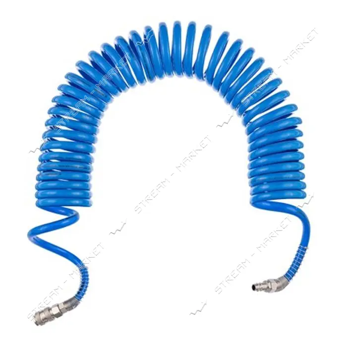 Шланг Intertool PT-1716 спиральный полиуретановый 8x12мм 10м с быстроразъемными соединениями        