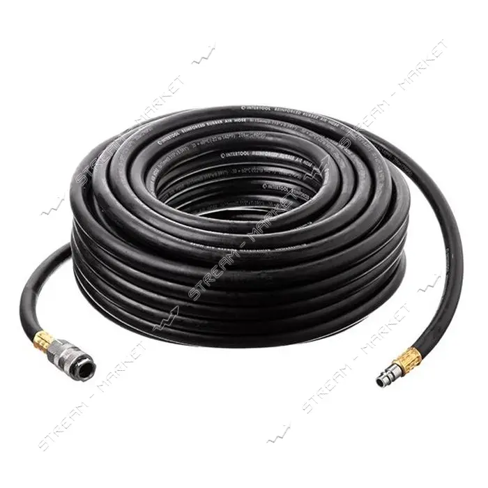 Шланг рез.воздушный армир-ый Intertool PT-1732 20атм 8x15мм 20м с быстроразъемными соед-ми          