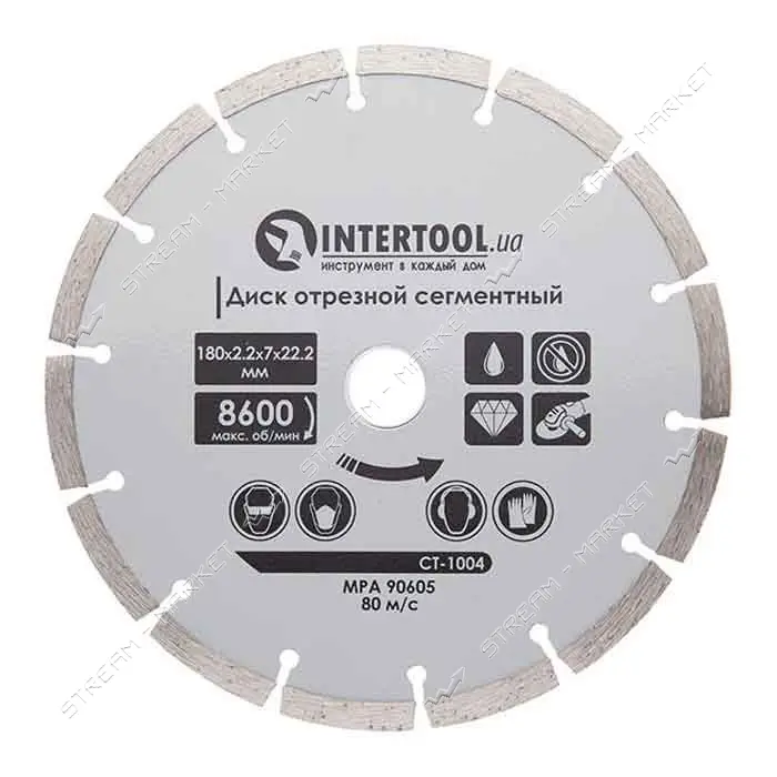 Диск отрезной Intertool CT-1004 сегментный алмазный 180мм 16-18%                                    