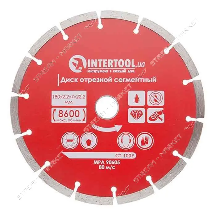Диск отрезной Intertool CT-1009 сегментный алмазный 180мм 22-24%                                    