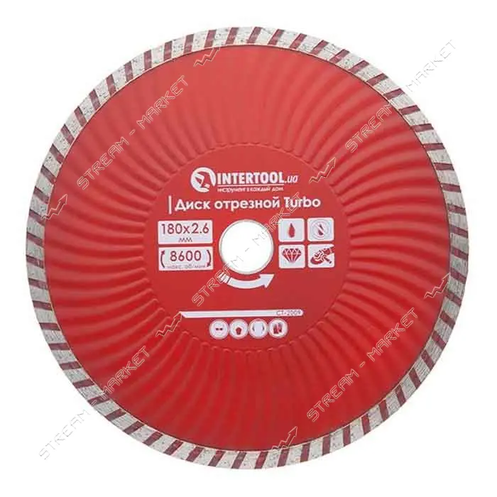 Диск отрезной Intertool CT-2009 Turbo алмазный 180мм 22-24%                                         