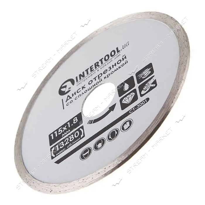 Диск отрезной Intertool CT-3001 алмазный со сплошной кромкой 115 мм 16-18%