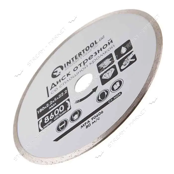 Диск отрезной Intertool CT-3004 алмазный со сплошной кромкой 180 мм 16-18%                          