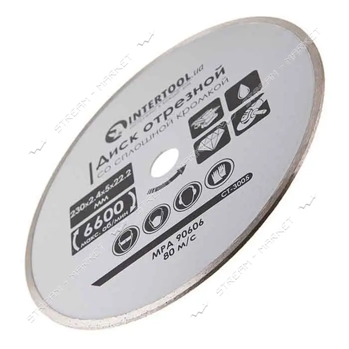 Диск отрезной Intertool CT-3005 алмазный со сплошной кромкой 230 мм 16-18%                          