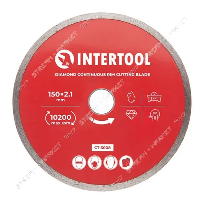 Диск отрезной Intertool CT-3008 алмазный со сплошной кромкой 150мм 22-24%                           