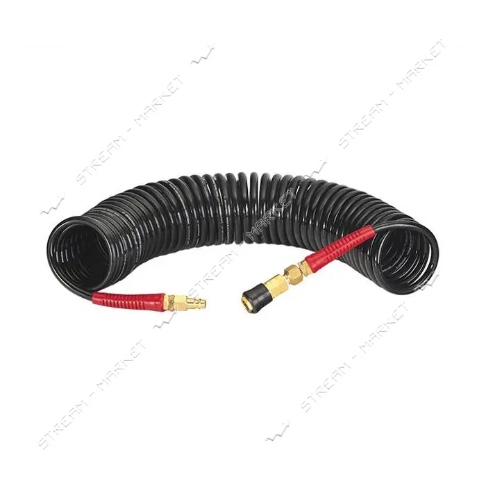 Шланг Intertool PT-1793 M-Flex 6.5х10мм 10м спиральный полиуретановый с поворотным шарниром BLACK