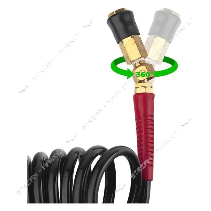 Шланг Intertool PT-1793 M-Flex 6.5х10мм 10м спиральный полиуретановый с поворотным шарниром BLACK