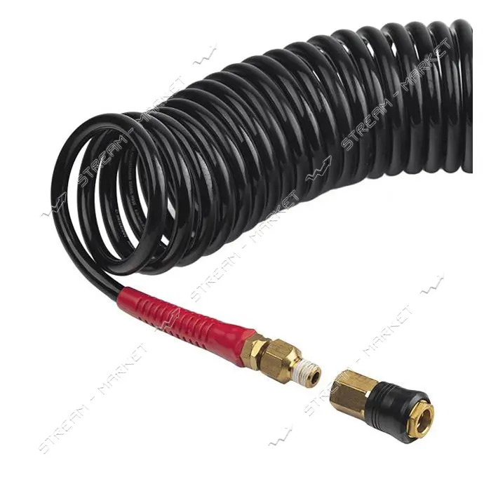 Шланг Intertool PT-1793 M-Flex 6.5х10мм 10м спиральный полиуретановый с поворотным шарниром BLACK
