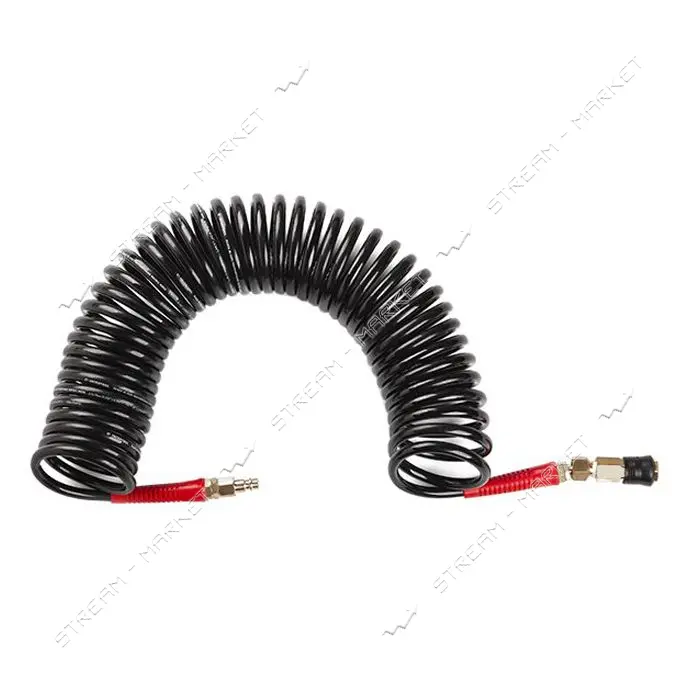 Шланг Intertool PT-1793 M-Flex 6.5х10мм 10м спиральный полиуретановый с поворотным шарниром BLACK