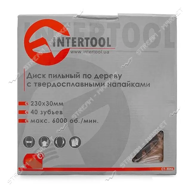Диск пильный по дереву Intertool CT-3046 с твердосплавными напайками 230х30мм 40 зубьев 6000об/мин  