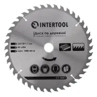Диск пильный по дереву Intertool CT-3051 с твердосплавными напайками 250х30мм 40 зубьев 5400об/мин  
