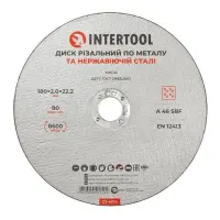 Круг відрізний по металу Intertool CT-4014 180х2.0х22.2мм                                           