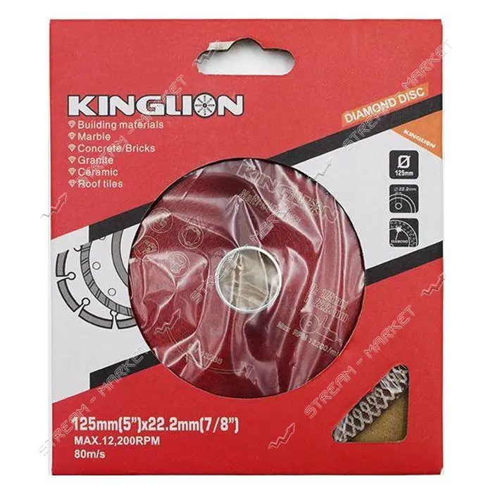 Диск алмазный ромбовидный керамогранит Kinglion с фланцем 125x1.2x22мм                              