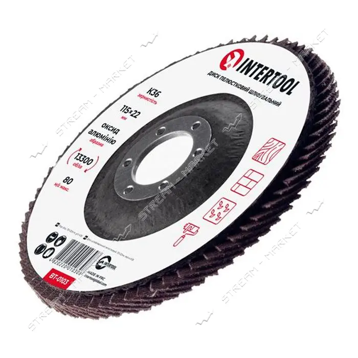 Диск шлифовальный лепестковый Intertool BT-0103 115х22мм зерно K36                                  