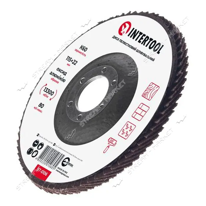 Диск шлифовальный лепестковый Intertool BT-0106 115х22мм зерно K60