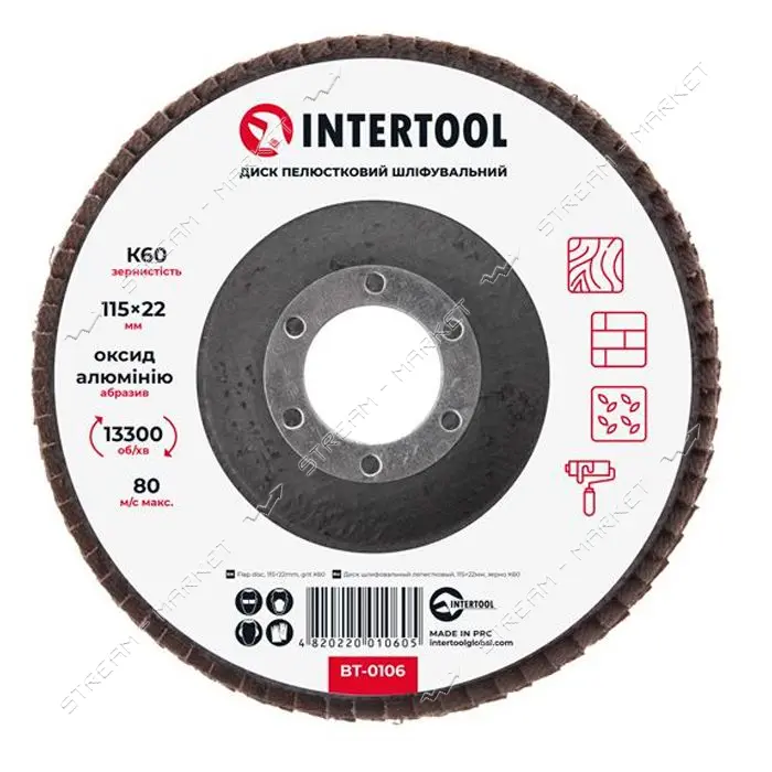Диск шлифовальный лепестковый Intertool BT-0106 115х22мм зерно K60