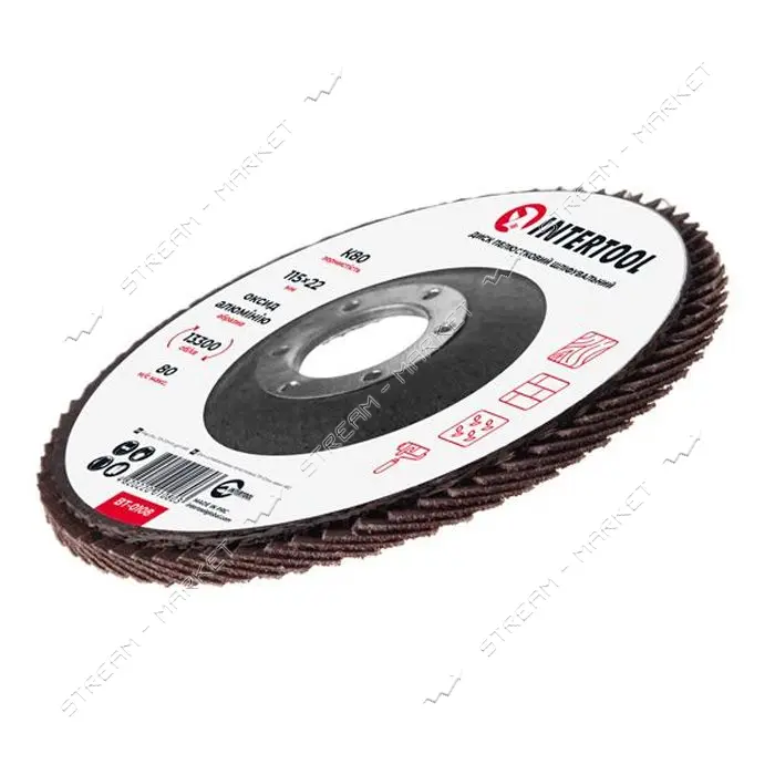 Диск шлифовальный лепестковый Intertool BT-0108 115х22мм зерно K80                                  