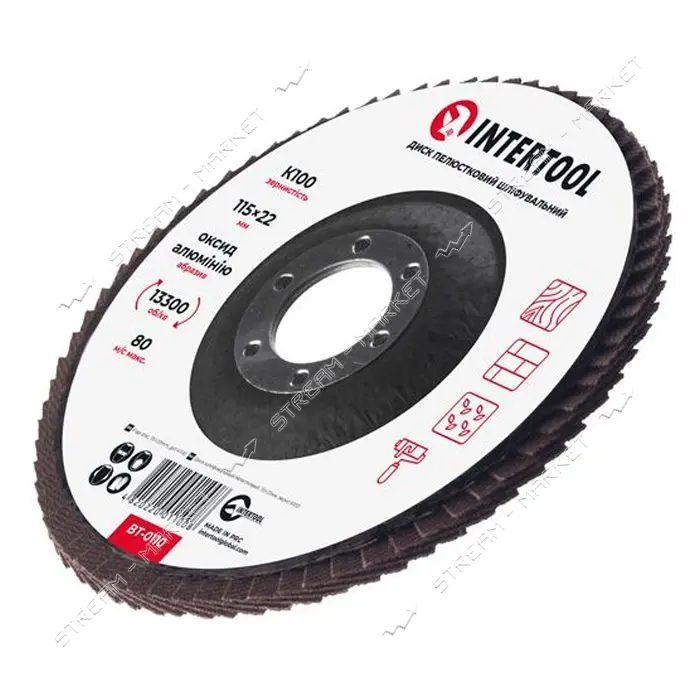 Диск шлифовальный лепестковый Intertool BT-0110 115х22мм зерно K100
