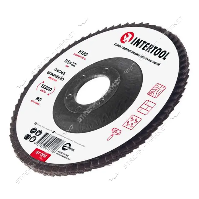 Диск шлифовальный лепестковый Intertool BT-0112 115х22мм зерно K120