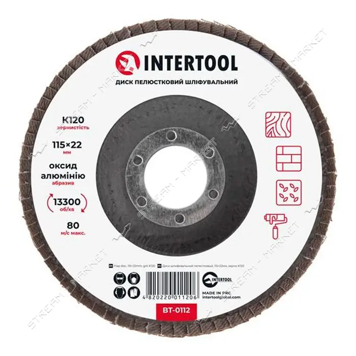 Диск шлифовальный лепестковый Intertool BT-0112 115х22мм зерно K120