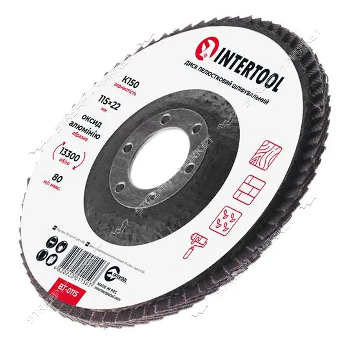 Диск шлифовальный лепестковый Intertool BT-0115 115х22мм зерно K150                                 