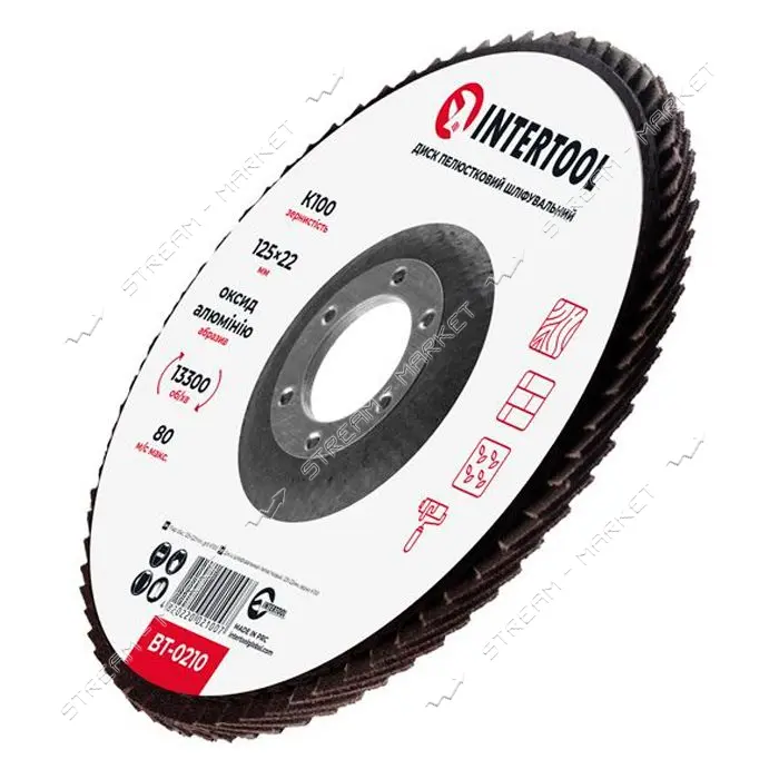 Диск шлифовальный лепестковый Intertool BT-0210 125х22мм зерно K100